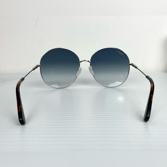 FERRAGAMO Oversized Gradient Blue Round Lens Silver Color Frame Sunglasses 60mm - Picture 6 of 14